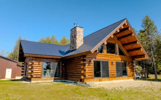 Custom Log Home on Lake Huron Hessel, MI Mackinac County Michigan